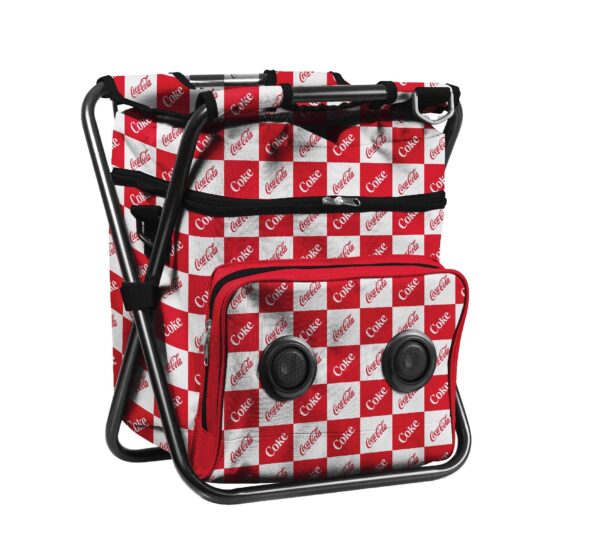 Coca-Cola/Diet Coke Waterproof Bluetooth Speaker Cooler Bag, Folding Chair, and Backpack