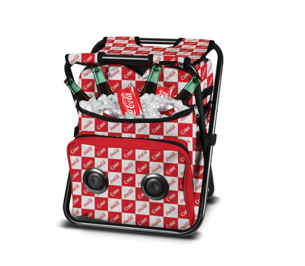 Coca-Cola/Diet Coke Waterproof Bluetooth Speaker Cooler Bag, Folding Chair, and Backpack