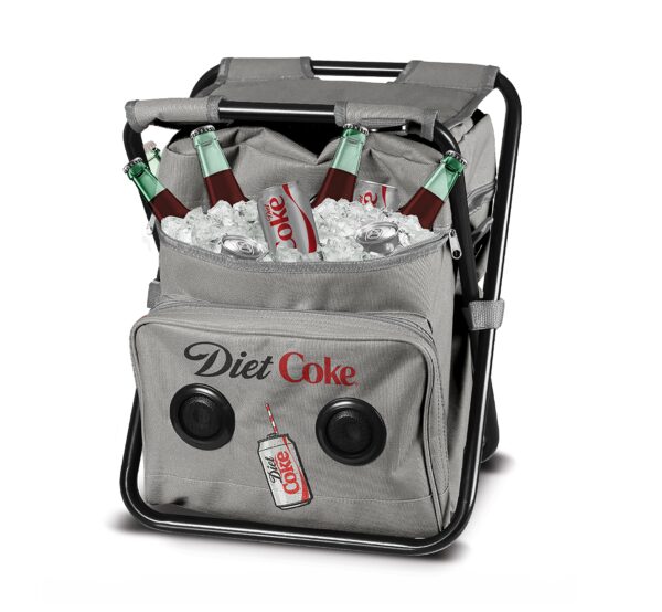 Coca-Cola/Diet Coke Waterproof Bluetooth Speaker Cooler Bag, Folding Chair, and Backpack